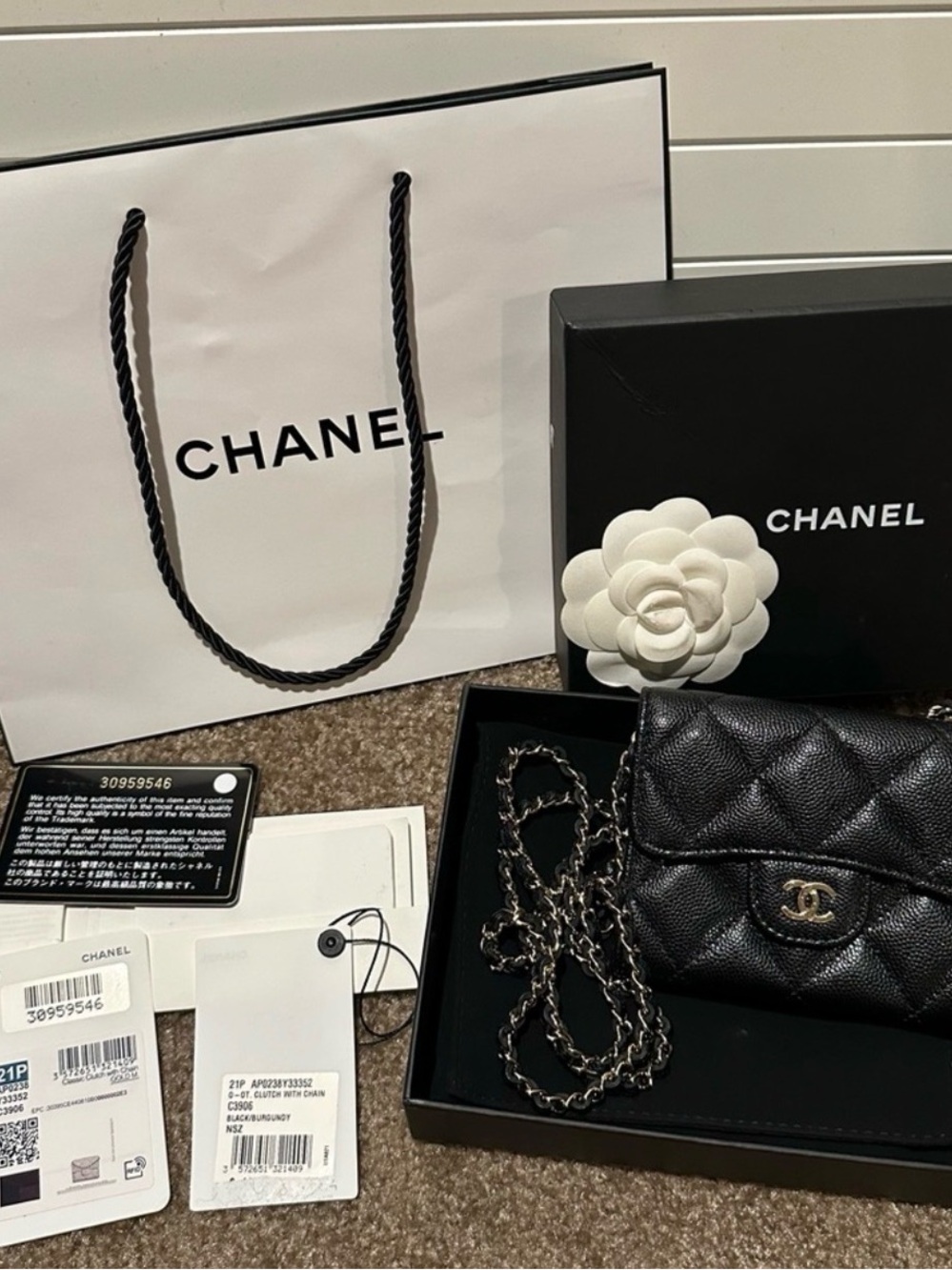 CHANEL Black Quilted Mini Wallet-on-Chain with Gold CC